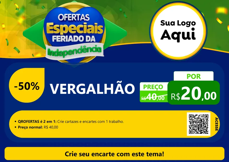 Modelo de Cartaz para Cartaz A4 Horizontal com o tema Ofertas Especiais Feriado da Independência para Ferragens