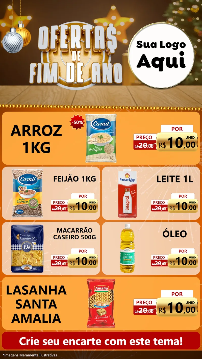Modelo de TV para TV Vertical com o tema Ofertas de Fim de Ano para Supermercado