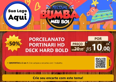 Modelo de Cartaz para Cartaz A4 Horizontal com o tema Festival Bumba Meu Boi para Pisos e revestimentos