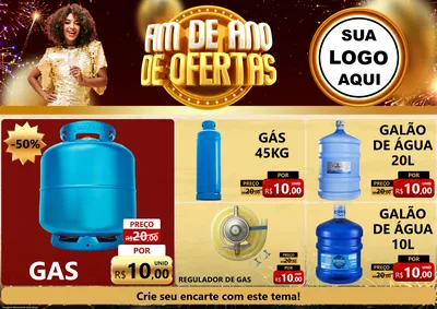 Modelo de Encarte para Encarte A4 Horizontal com o tema Fim de Ano de Ofertas para Água e gás