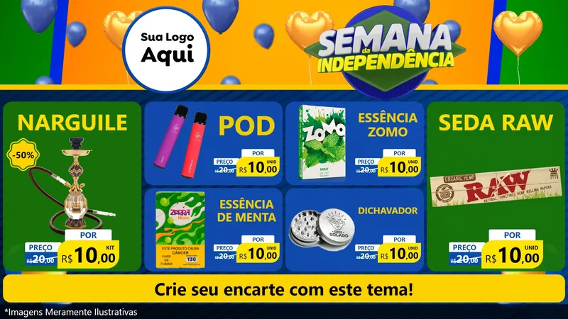 Modelo de TV para TV Horizontal com o tema Semana da Independência para Tabacaria