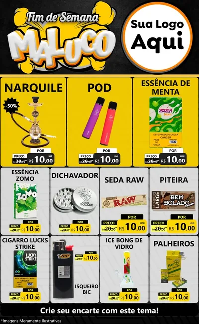 Modelo de Encarte para Encarte Grande com o tema Fim de Semana Maluco para Tabacaria