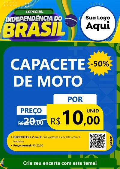 Modelo de Cartaz para Cartaz A4 Vertical com o tema Especial Independência do Brasil para Moto peças