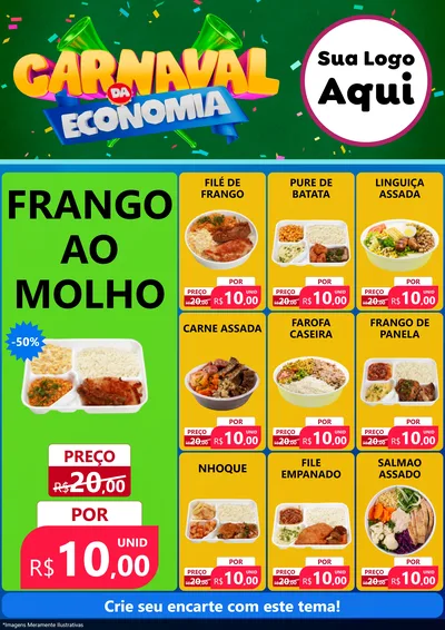 Modelo de Encarte para Encarte A4 Vertical com o tema Carnaval da Economia para Restaurante