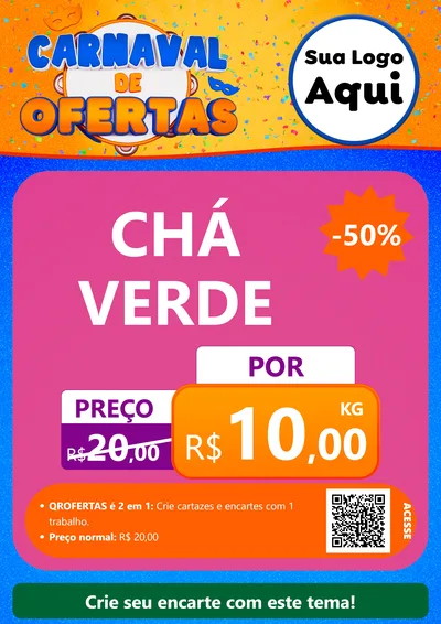 Modelo de Cartaz para Cartaz A4 Vertical com o tema Carnaval de Ofertas para Produtos Naturais