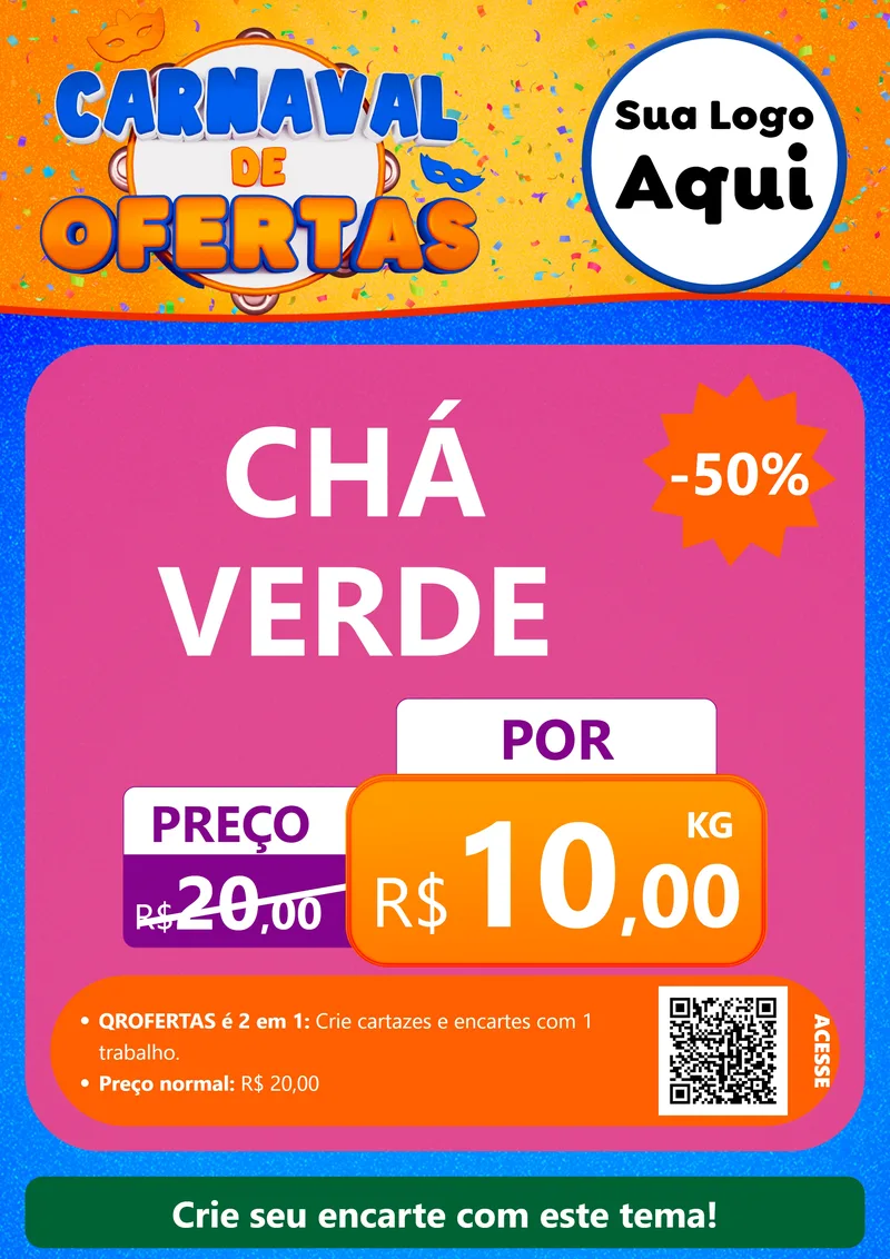 Modelo de Cartaz para Cartaz A4 Vertical com o tema Carnaval de Ofertas para Produtos Naturais