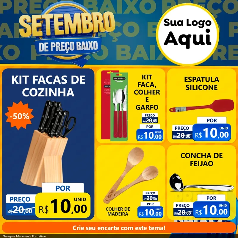 Modelo de Rede Social para Feed Facebook com o tema Setembro De Preço Baixo para Utilidades Domésticas