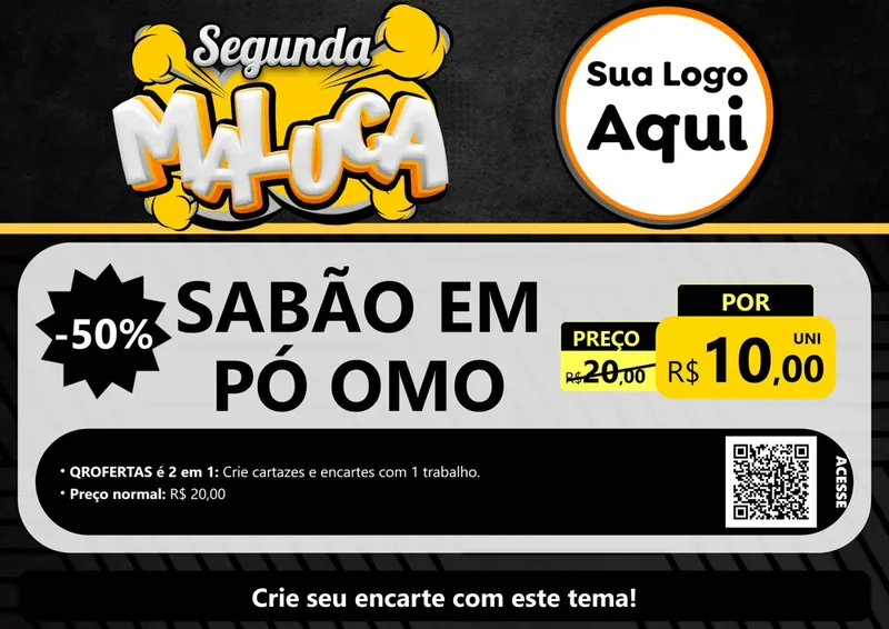 Modelo de Cartaz para Cartaz A4 Horizontal com o tema Segunda Maluca para Produtos de Limpeza