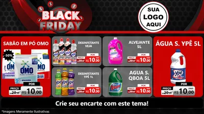 Modelo de TV para TV Horizontal com o tema Black Friday para Produtos de Limpeza