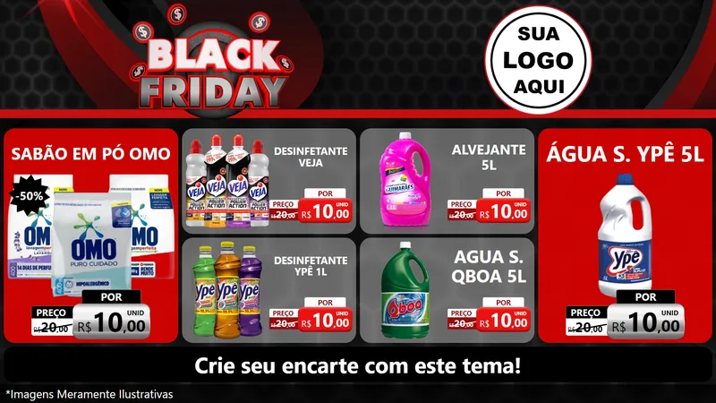 Modelo de TV para TV Horizontal com o tema Black Friday para Produtos de Limpeza