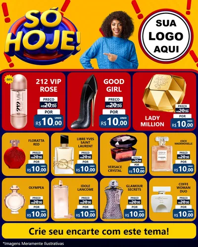 Modelo de Rede Social para Feed Instagram com o tema Só Hoje! para Perfumes