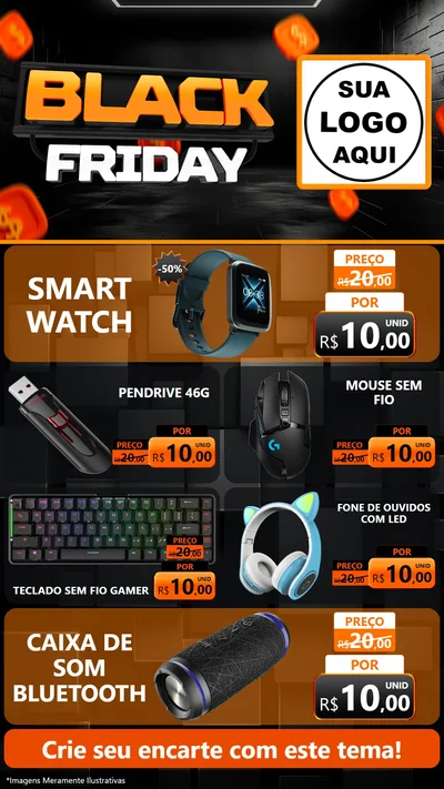 Modelo de TV para TV Vertical com o tema Black Friday para Informática