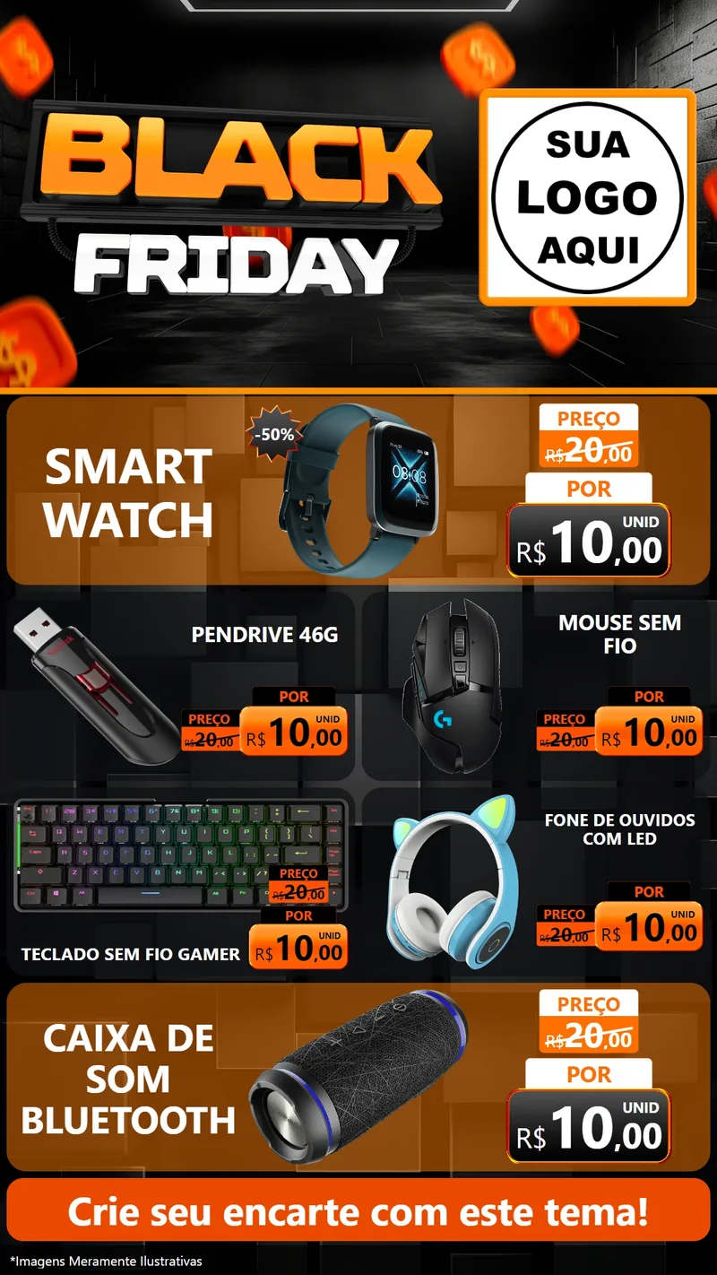 Modelo de TV para TV Vertical com o tema Black Friday para Informática