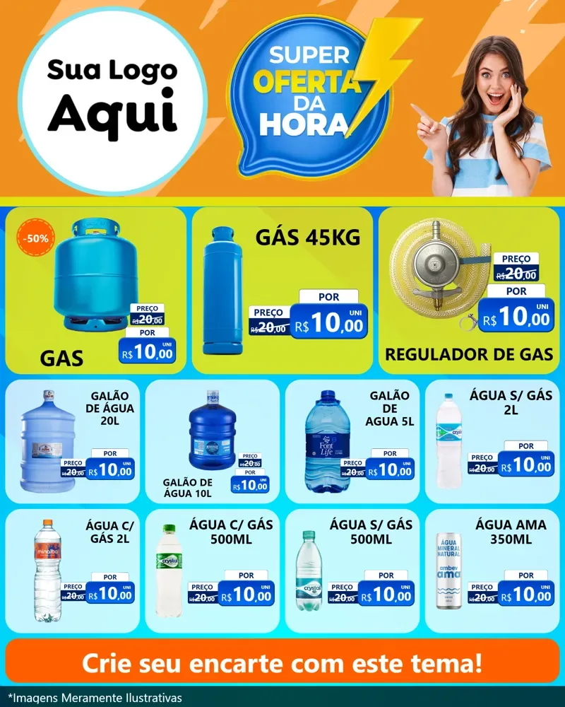 Modelo de Rede Social para Feed Instagram com o tema Super Oferta da Hora para Água e gás