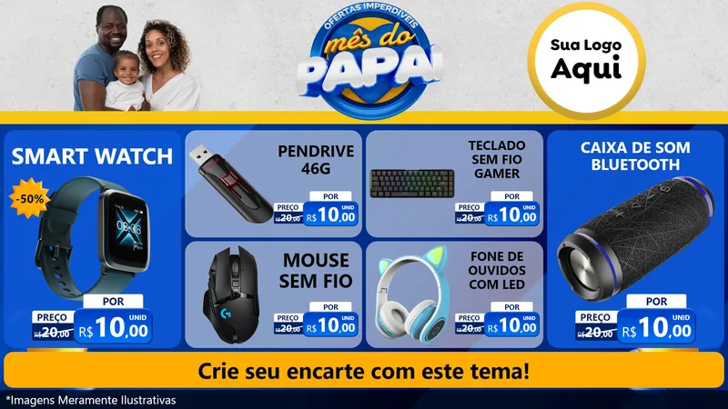 Modelo de TV para TV Horizontal com o tema Ofertas Imperdíveis Mês Do Papai para Informática