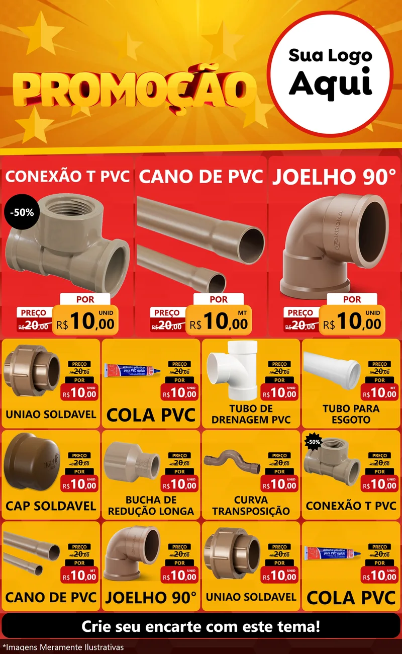 Modelo de Encarte para Encarte Grande com o tema Promoção para Tubos e conexões