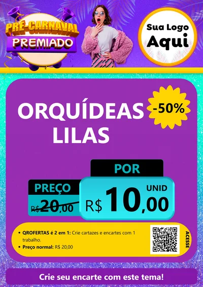 Modelo de Cartaz para Cartaz A4 Vertical com o tema Pré-Carnaval Premiado para Floricultura e jardim