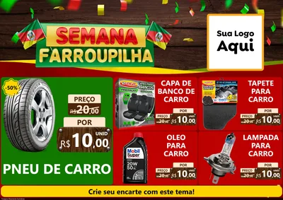 Modelo de Encarte para Encarte A4 Horizontal com o tema Semana Farroupilha para Auto peças