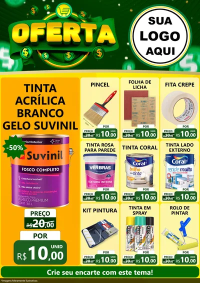 Modelo de Encarte para Encarte A4 Vertical com o tema Oferta para Tintas e Ferramentas