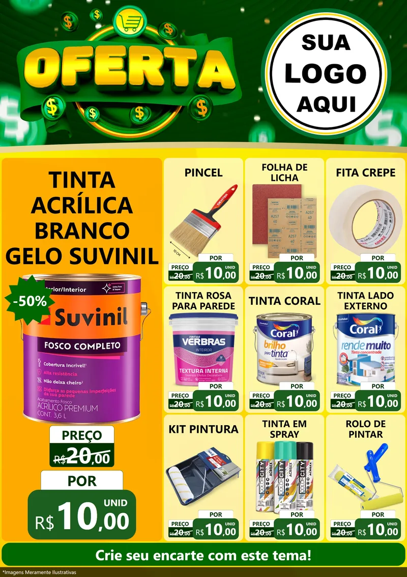 Modelo de Encarte para Encarte A4 Vertical com o tema Oferta para Tintas e Ferramentas