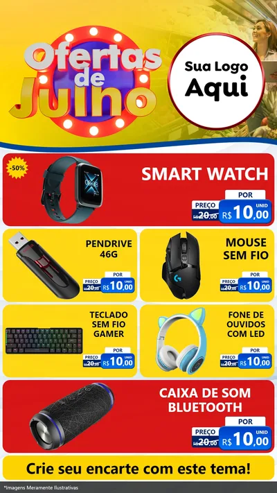 Modelo de TV para TV Vertical com o tema Ofertas de Julho para Informática