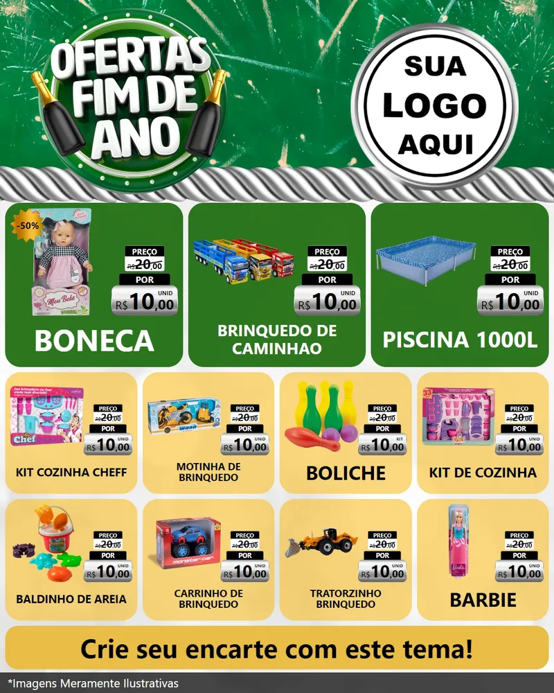 Modelo de Rede Social para Feed Instagram com o tema Ofertas Fim de Ano para Brinquedos