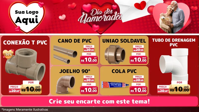 Modelo de TV para TV Horizontal com o tema Dia Dos Namorados para Tubos e conexões