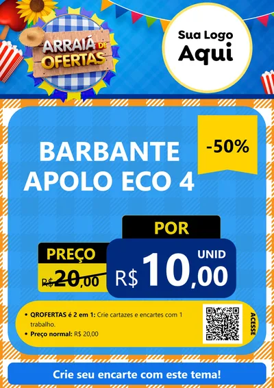 Modelo de Cartaz para Cartaz A4 Vertical com o tema Arraiá de Ofertas para Armarinho e Aviamentos