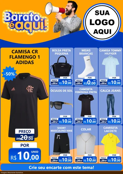 Modelo de Encarte para Encarte A4 Vertical com o tema Barato é aqui para Roupas e acessórios