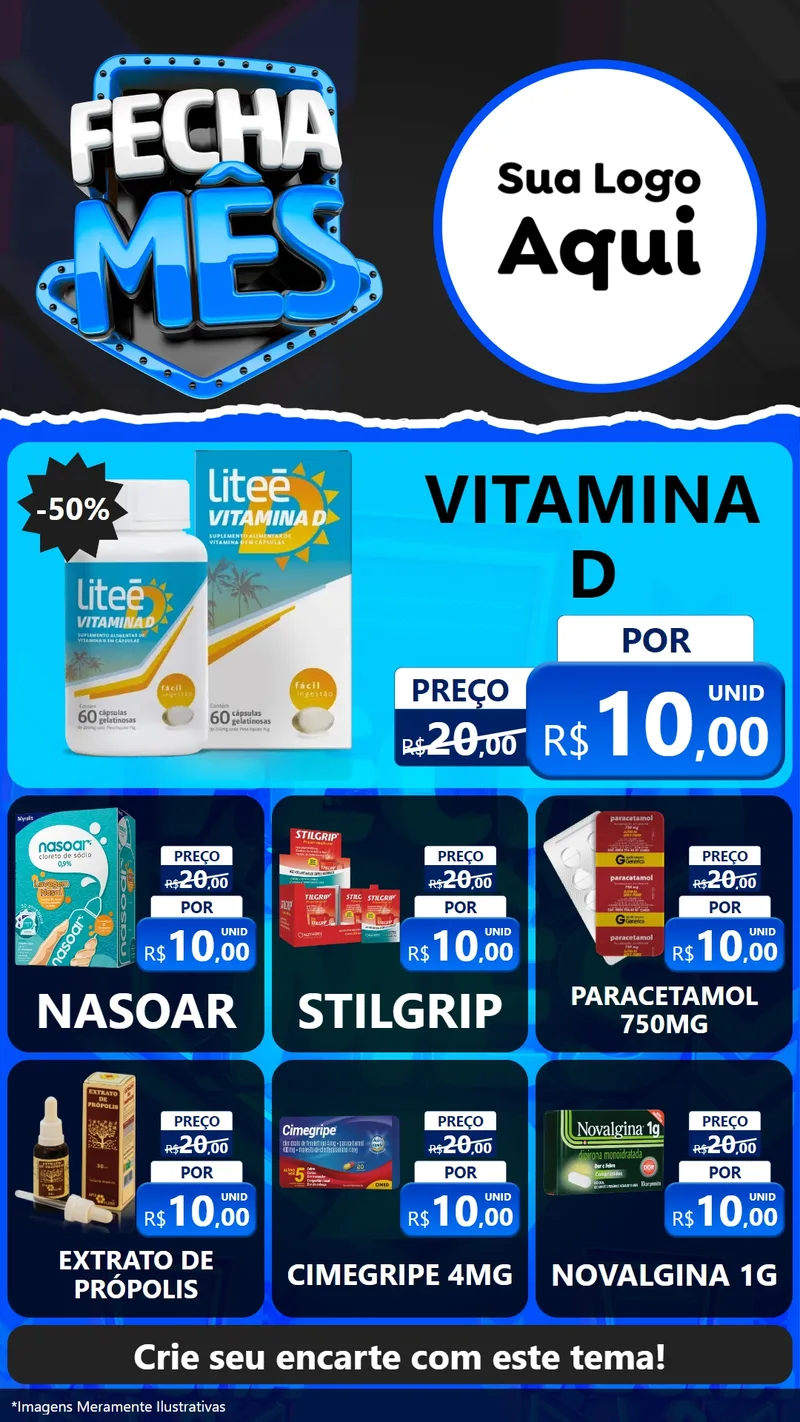 Modelo de Rede Social para Stories com o tema Fecha Mês para Farmácia
