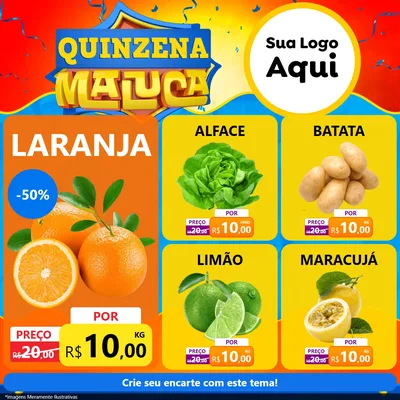 Modelo de Rede Social para Feed Facebook com o tema Quinzena Maluca para Hortifrúti