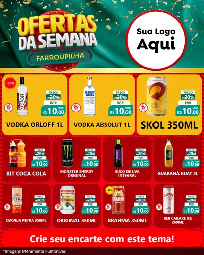 Modelo de Rede Social para Feed Instagram com o tema Ofertas da Semana Farroupilha para Distribuidora de bebidas