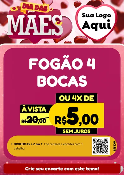 Modelo de Cartaz para Cartaz A4 Vertical com o tema Dia Das Mães para Móveis e Eletro