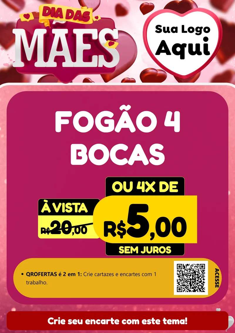 Modelo de Cartaz para Cartaz A4 Vertical com o tema Dia Das Mães para Móveis e Eletro