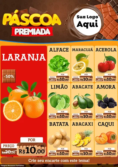 Modelo de Encarte para Encarte A4 Vertical com o tema Páscoa Premiada para Hortifrúti