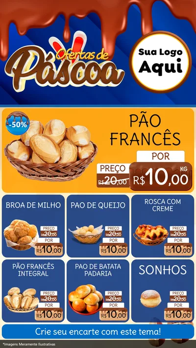 Modelo de Rede Social para Stories com o tema Ofertas de Páscoa para Padaria