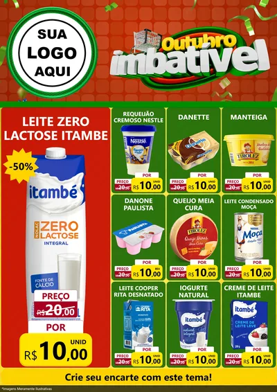 Modelo de Encarte para Encarte A4 Vertical com o tema Outubro Imbatível para Frios e Laticínios