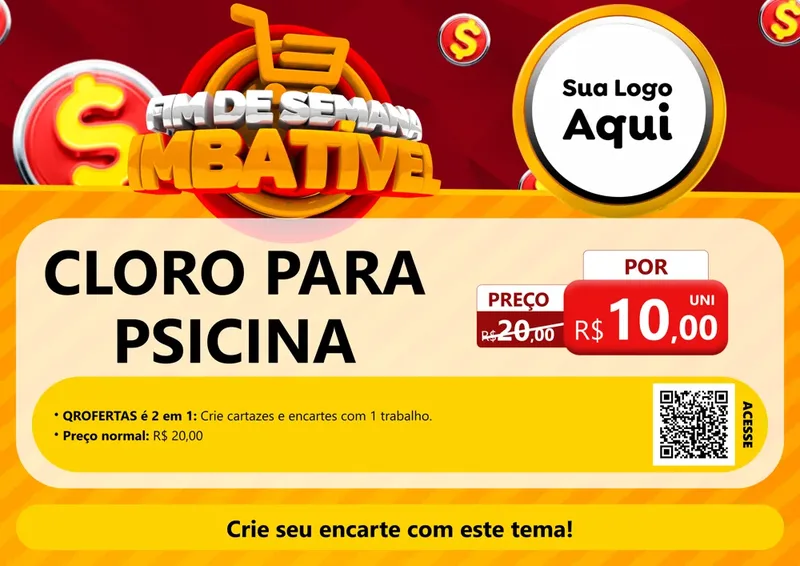 Modelo de Cartaz para Cartaz A4 Horizontal com o tema Fim de Semana Imbatível para Produtos para Piscina