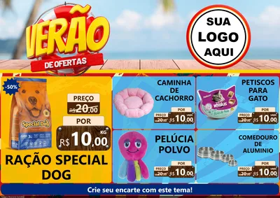 Modelo de Encarte para Encarte A4 Horizontal com o tema Verão de Ofertas para Pet Shop