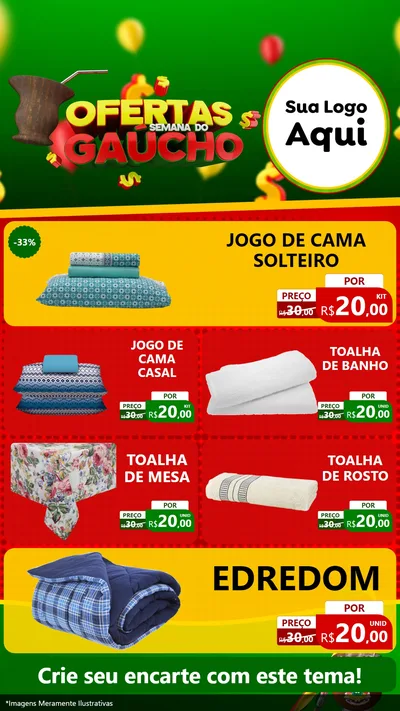 Modelo de TV para TV Vertical com o tema Ofertas Semana Do Gaúcho para Cama, Mesa e Banho