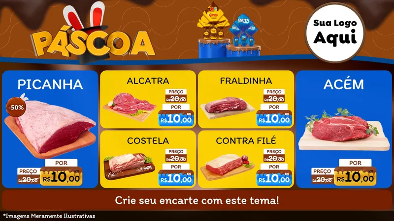 Modelo de TV para TV Horizontal com o tema Páscoa para Açougue