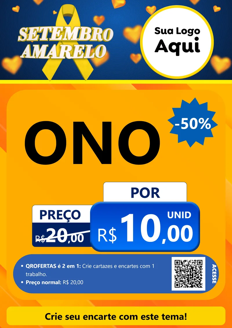 Modelo de Cartaz para Cartaz A4 Vertical com o tema Setembro Amarelo para Óticas