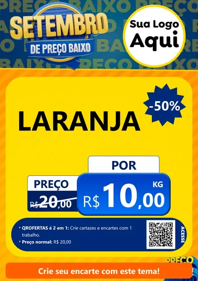 Modelo de Cartaz para Cartaz A4 Vertical com o tema Setembro De Preço Baixo para Hortifrúti