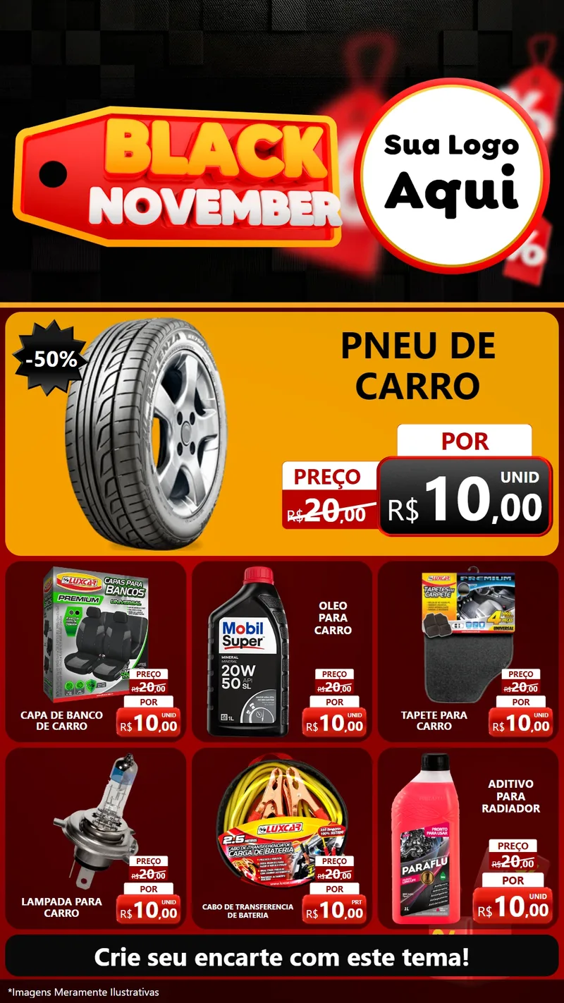 Modelo de Rede Social para Stories com o tema Black November para Auto peças