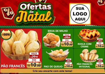 Modelo de Encarte para Encarte A4 Horizontal com o tema Ofertas de Natal para Padaria