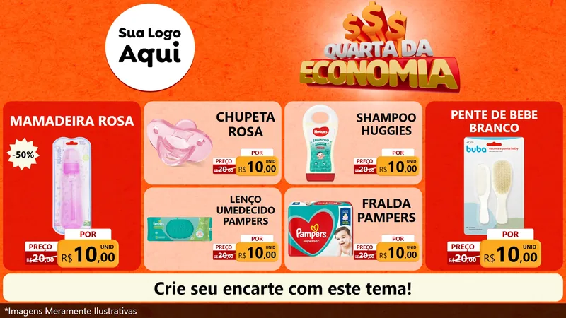 Modelo de TV para TV Horizontal com o tema Quarta da Economia para Bebês