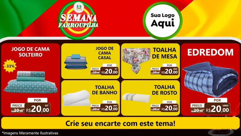 Modelo de TV para TV Horizontal com o tema Semana Farroupilha para Cama, Mesa e Banho