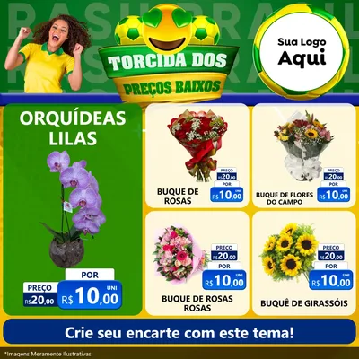 Modelo de Rede Social para Feed Facebook com o tema Torcida dos Preços Baixos - Copa para Floricultura e jardim