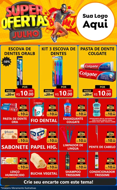 Modelo de Encarte para Encarte Grande com o tema Super Ofertas Julho para Higiene Pessoal