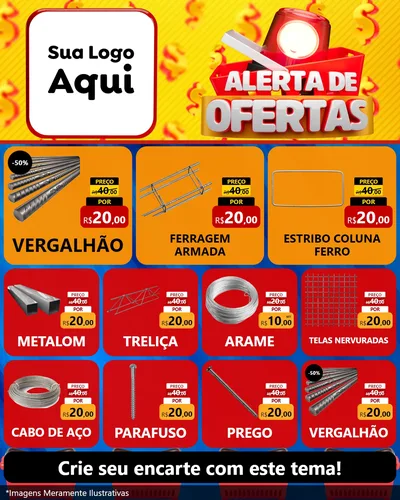 Modelo de Rede Social para Feed Instagram com o tema Alerta de Ofertas para Ferragens